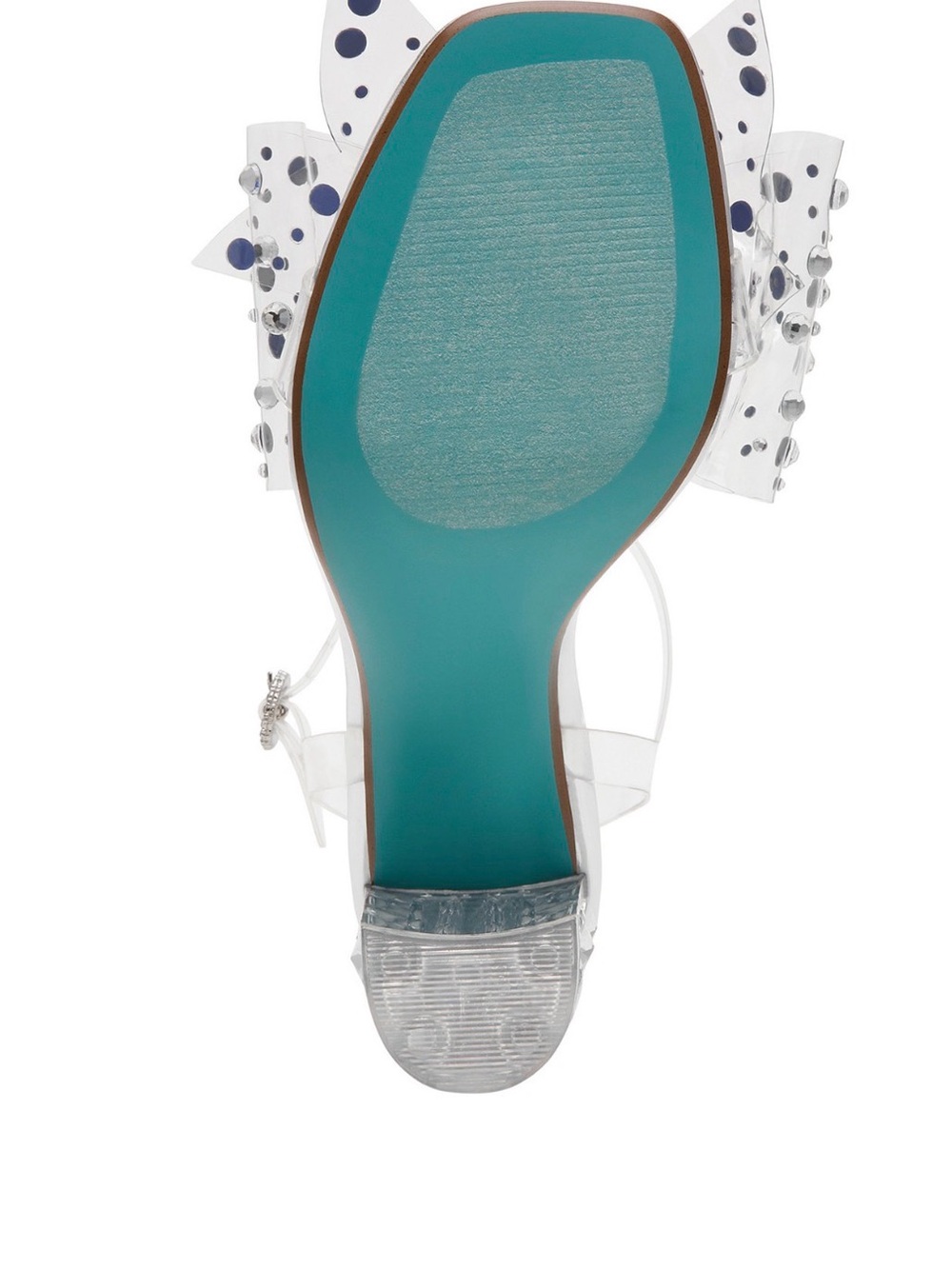 NIB Betsey Johnson Pratt Clear Crystal Bow Block Heel Sandal - Silver/Clear - Picture 5 of 10